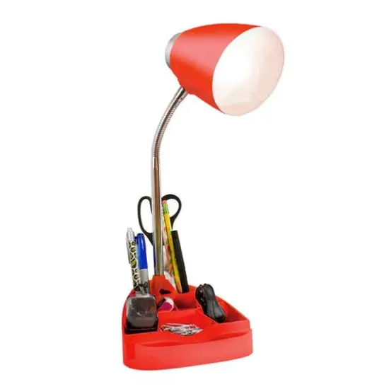 LimeLights 18.5" Gooseneck Organizer Desk Lamp with Tablet Stand Red {8}