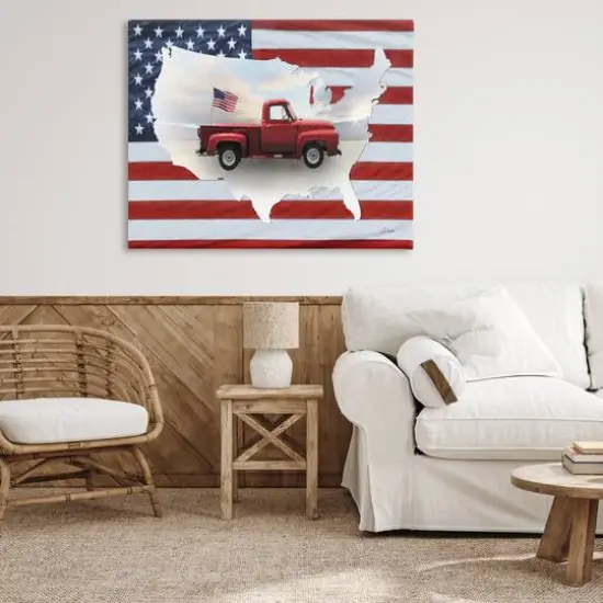 Stupell Industries Farmhouse American Flag Canvas Wall Art {3}