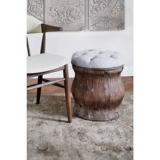 18" Chinese Fir Rustic Stool Light Gray {10}