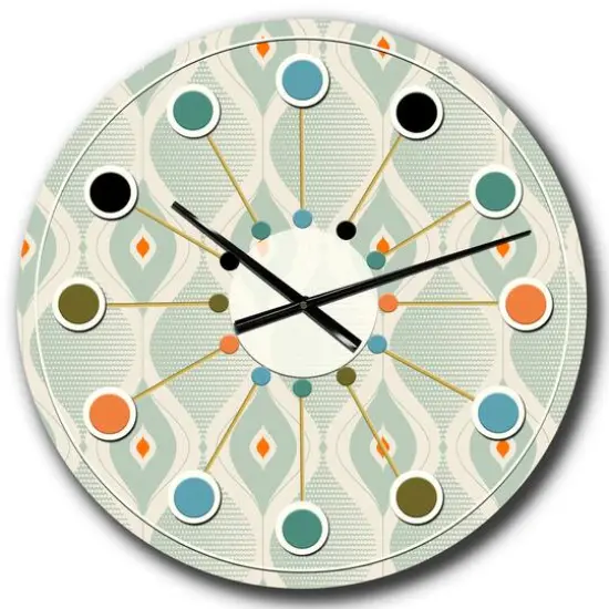 Designart 'Retro Abstract Drops X Mid-Century Modern Wall Clock {1}