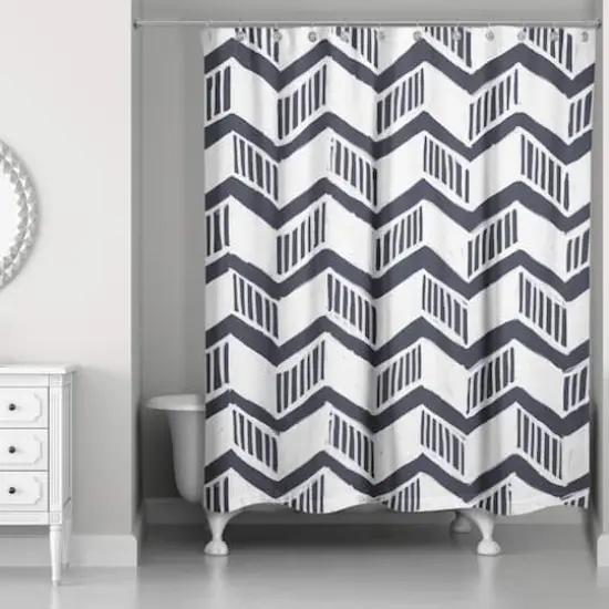 Chevron Shower Curtain Navy {3}