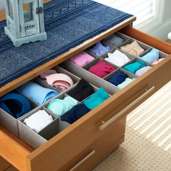 Household Essentials 3 Piece Drawer Organizers Starter Set Silver {3}