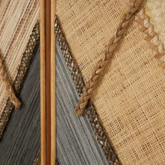 Brown Handmade Geometric Textured Mixed Media Diagonal Wall D&eacute;cor Set {5}