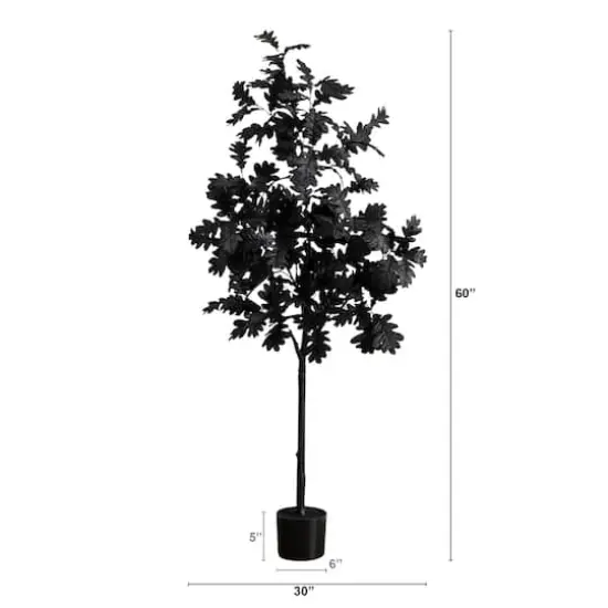 5ft. Artificial Halloween Black Oak Tree {3}
