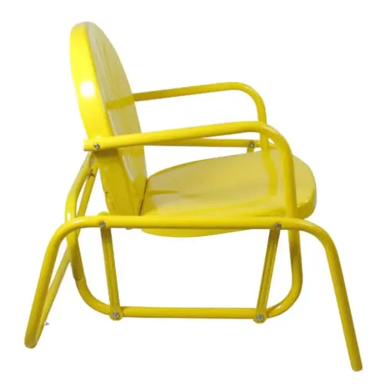 Outdoor Retro Metal Tulip Glider Patio Chair Yellow {5}