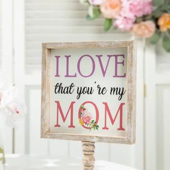 Glitzhome&reg; 11.5" Wood Mother's Day Table D&eacute;cor {5}