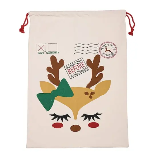 Personality Case&trade; 19" x 26" North Pole Express Nice Cotton Christmas Drawstring Bag {1}