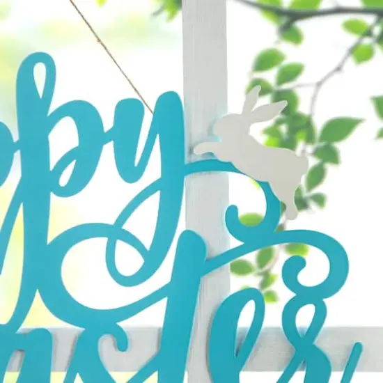 Glitzhome&reg; 18" Easter Metal "Happy Easter" Door Hanger {5}