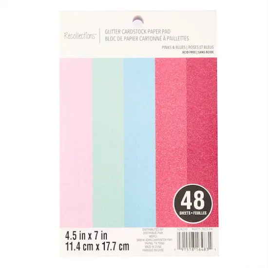 Pinks & Blues Glitter 4.5" x 7" Cardstock Paper by Recollections&trade;, 48 Sheets {1}