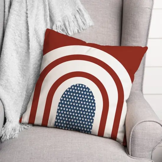 Red Arched Stripes & Stars Throw Pillow {3}