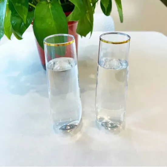 Gold Rim Stemless Champagne Flutes, 8ct. by Celebrate It&trade; {4}