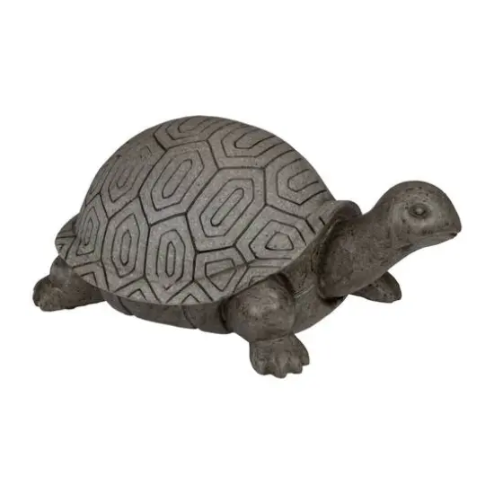 11.75" Polished Gray Turtle Outdoor Garden Statue {4}