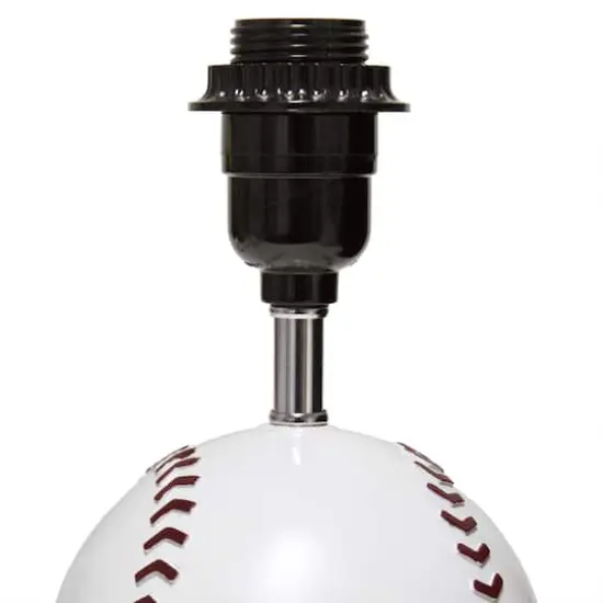 Simple Designs&trade; 11.5" Baseball Base Table Lamp and White Shade Red Trim {9}