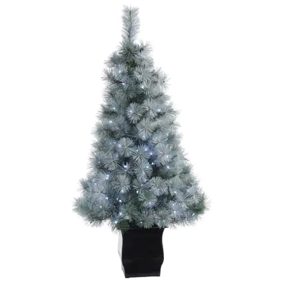 4ft. Pre-Lit Snowy Mountain Pine Artificial Christmas Tree, Blue LED Lights {1}