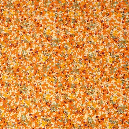 SINGER Orange Floral Packed Cotton Fabric {1}