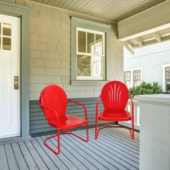 34" Outdoor Retro Tulip Armchair Red {4}