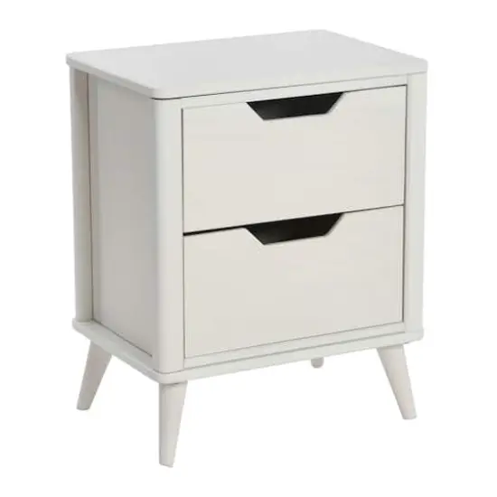 Hello Honey® 26" Yume Mid Century Modern Solid Wood Nightstand with 2 Storage Drawers White Finish {1}