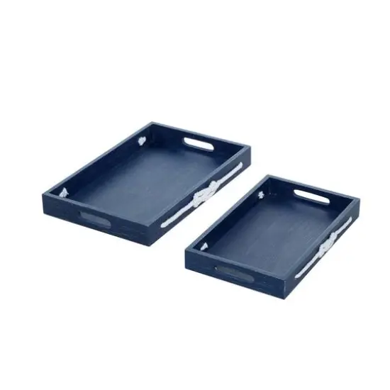 Blue MDF Farmhouse Tray Set {4}