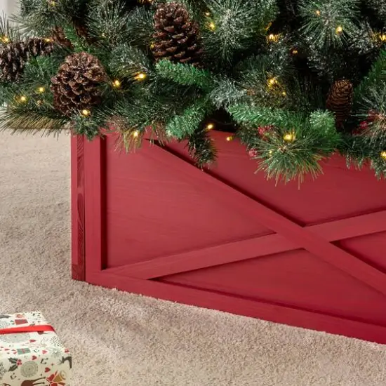 Glitzhome&reg; Red Wood Tree Collar {4}