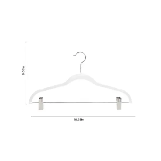 Simplify Slim Velvet Hangers with Clips, 6ct. White {6}