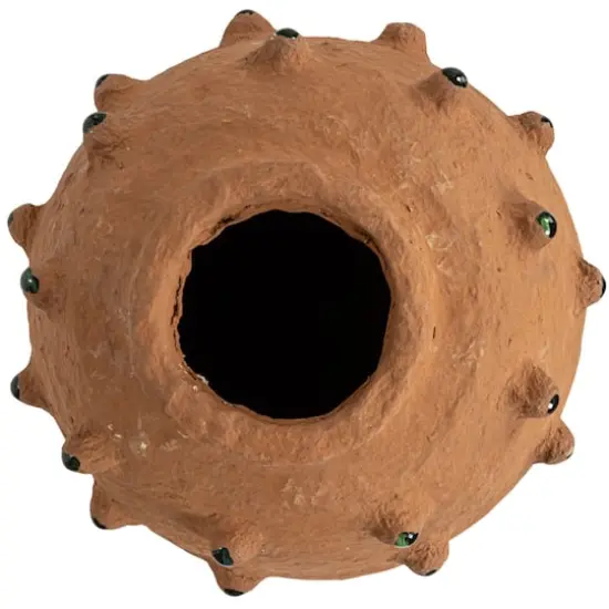 Hello Honey&reg; Decorative Paper M&acirc;ch&eacute; Canister with Glass Marble Accent Terra Cotta {5}