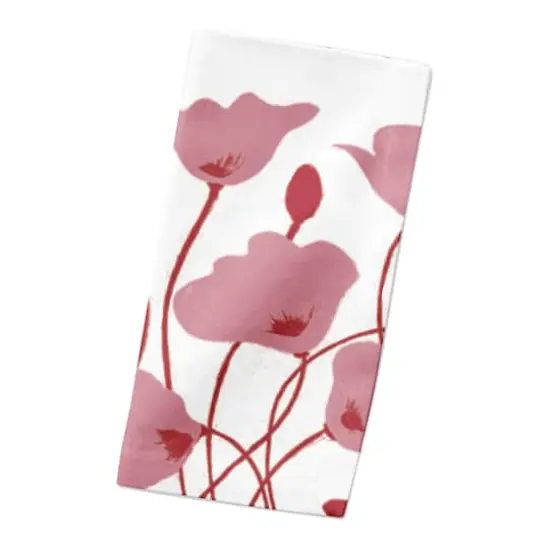 Pink Retro Florals 10" x 10" Cotton Twill Napkin {3}