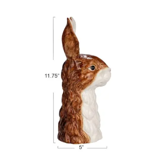 Hello Honey&reg; 11.75" Brown & White Hand-Painted Decorative Stoneware Rabbit Vase {5}