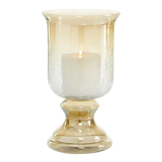 14" Brown Glass Traditional Candle Holder {1}