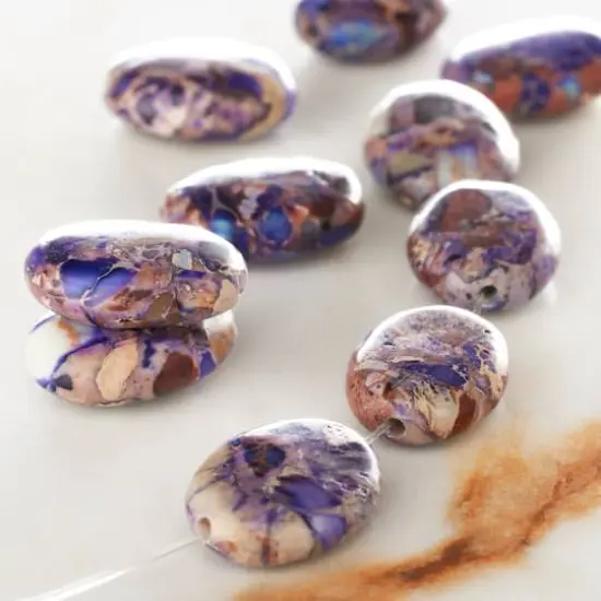 Amethyst Dyed Serpentine Jasper Oval Beads, 16mm by Bead Landing&trade; {3}