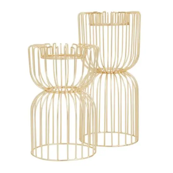 CosmoLiving by Cosmopolitan Gold Iron Glam Candle Holder, 13" x 10" {3}