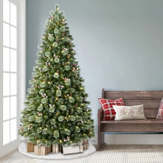 9ft. Pre-Lit Snowy Norway Spruce Artificial Adorned Christmas Tree, Dual-Color LED Lights {4}