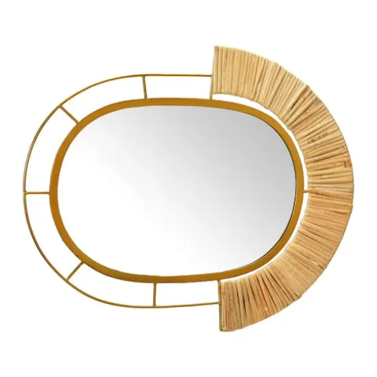 Hello Honey&reg; Natural Oval Metal & Cane Framed Wall Mirror {5}