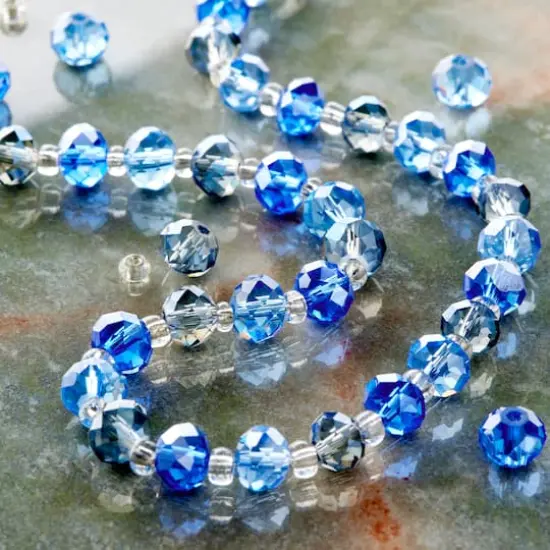 Blue Mix Faceted Glass Rondelle Beads, 8mm by Bead Landing&trade; {3}