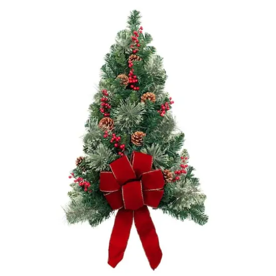 28" Pre-Lit Classic Wall Artificial Christmas Tree, Warm White LED Lights  {3}