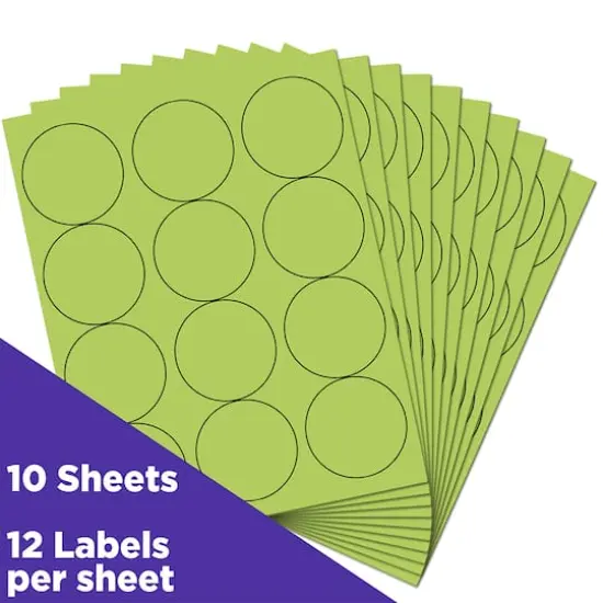 JAM Paper 2.5" Circle Product & Container Labels, 120ct. Ultra Lime Green {4}