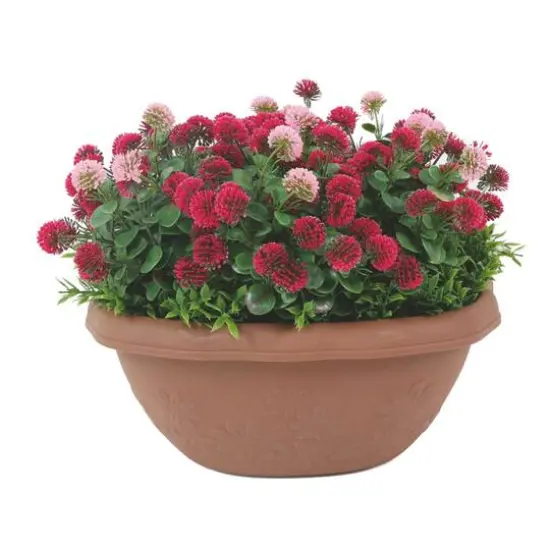 12" Faux Flowers in Hanging Basket, 2ct. Red/Pink {1}