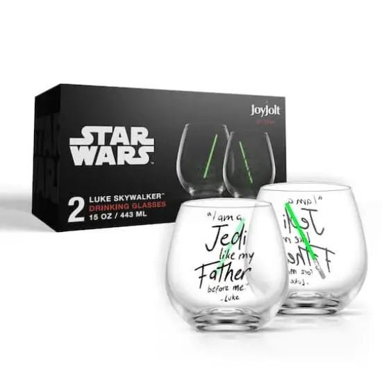 JoyJolt&reg; Star Wars&trade; 15oz. New Hope Luke Skywalker Green Lightsaber Stemless Drinking Glass, 2ct. {8}