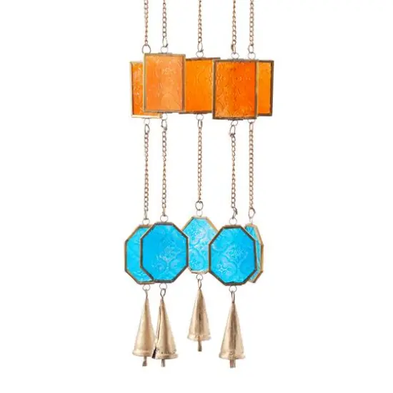 Multi Colored Contemporary Geometric Windchime, 7" x 2" x 35" {6}