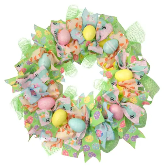 Pastel Easter Egg and Ribbons Wreath 22" Unlit {1}