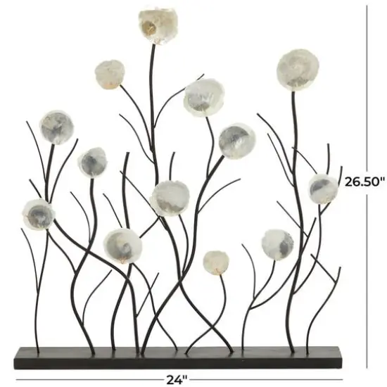 27" Black Metal Floral Sculpture with Capiz Embellishments {6}
