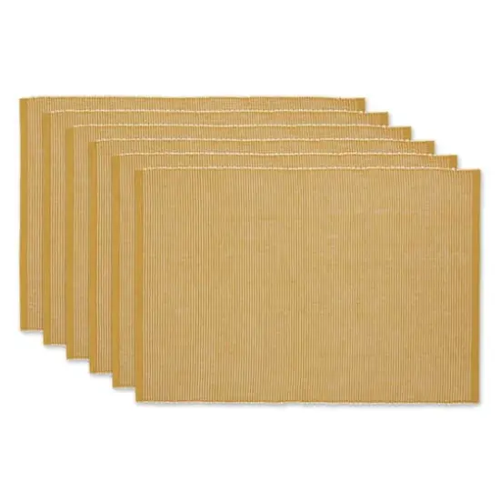 DII&reg; 2-Tone Ribbed Placemats, 6ct. Honey gold and white {1}
