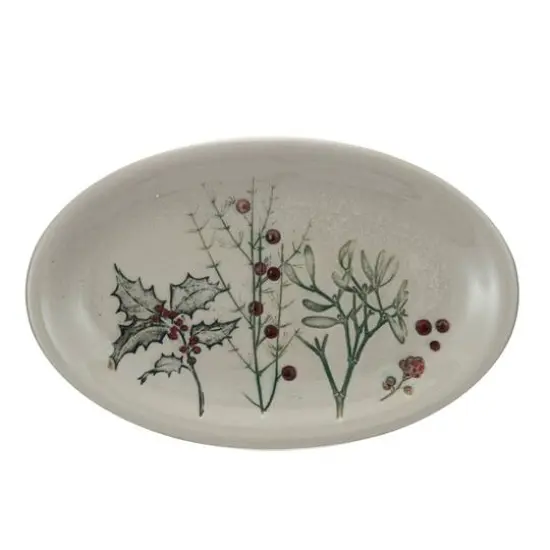 Hello Honey&reg; 11.5" Multicolor Seasonal Botanicals Debossed Stoneware Platter with Reactive Crackle Glaze {1}