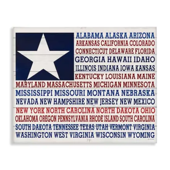 Stupell Industries U.S.A. Star Patriot Flag Listed State Typography Sign Canvas Wall Art {1}