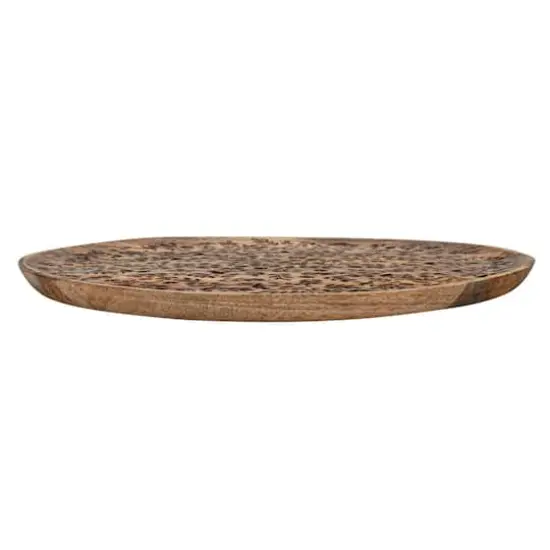 Hello Honey&reg; 15.5" Round Mango Wood Tray with Laser Etched Botanicals {9}