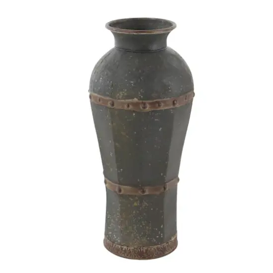 Brown Metal Rustic Vase Set {3}