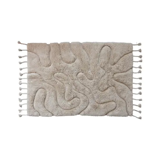 Hello Honey&reg; 5ft. x 7ft. Tan New Zealand Wool & Cotton Tufted Rug with Tassels {1}