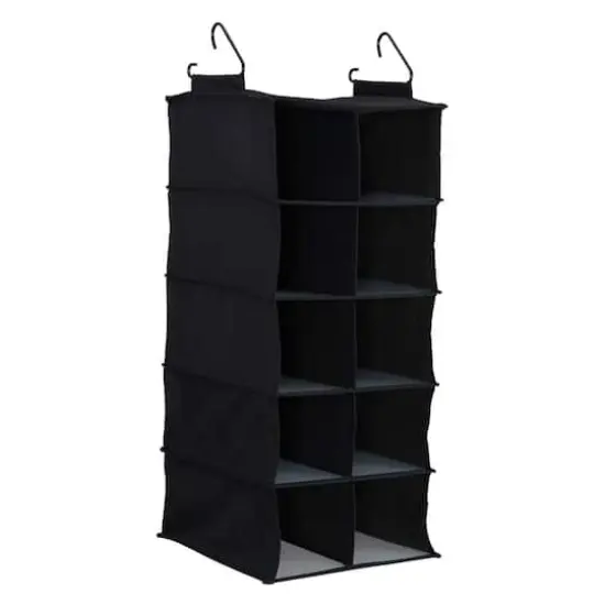 Household Essentials 10-Pocket Hanging Shoe Organizer Black {1}