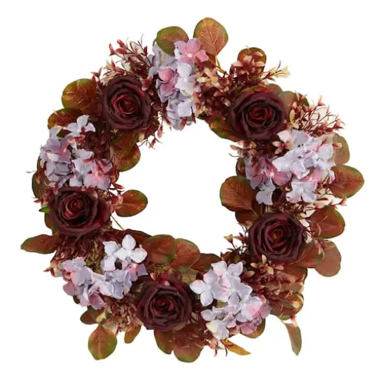 22" Fall Hydrangea & Rose Wreath {1}