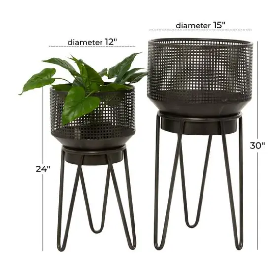 Black Metal Modern Planter Set {8}