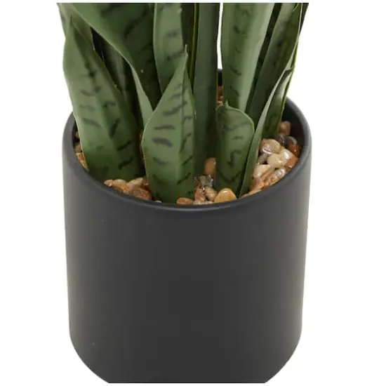 3ft. Green Faux Snake Foliage Artificial Plant with Black Porcelain Pot {4}